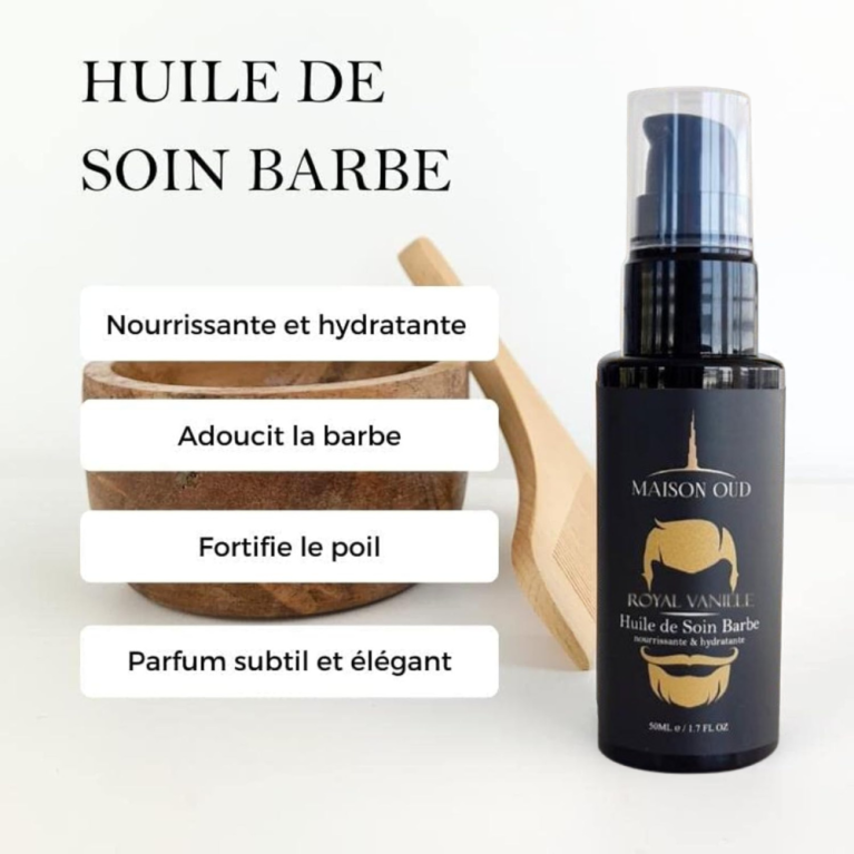 Huile à Barbe - Royal Vanille - Soin Huile de Ricin, Amande et Karité - 50ml - Maison Oud