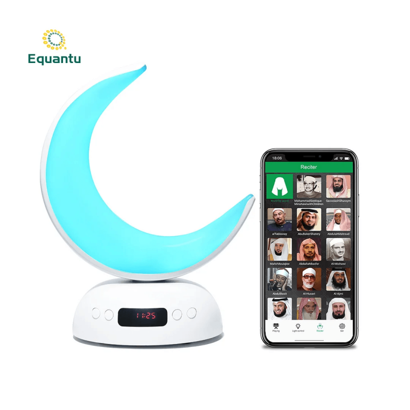 Lecteur Coran Avec Lampe LED Lune - Bluetooth, 7 Couleurs, Tactile, Pour écoute Et Décoration