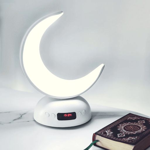 Veilleuse Coranique Lunaire - Design Croissant de Lune Lumineux - Haut-parleur Coran MP3 - Bluetooth - SQ-902 - Equantu