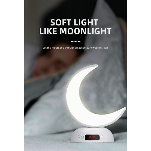 Veilleuse Coranique Lunaire - Design Croissant de Lune Lumineux - Haut-parleur Coran MP3 - Bluetooth - SQ-902 - Equantu