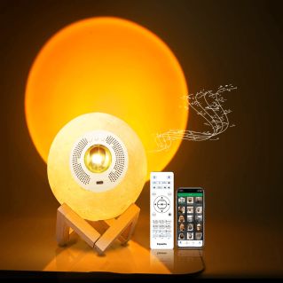 Lune Veilleuse Coranique MP3 - Lampe Coucher de Soleil, Tactile avec Haut-Parleur Bluetooth et Télécommande - SQ-175 Moon Lamp
