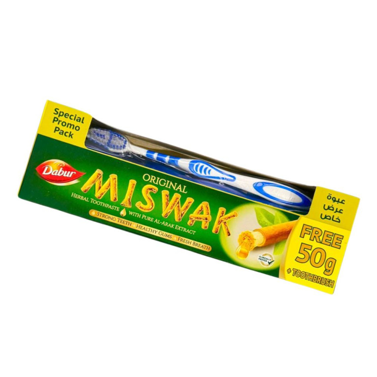 Brosse à dents et Dentifrice Herbal Miswak - 120gr + 50gr Gratuit - Laboratoire Dabur