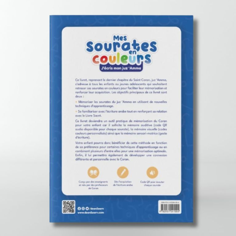 Mes Sourates en Couleurs - J'écris mon juz 'Amma Bleu- Edition DEENILEARN Mes Sourates en Couleurs - J'écris mon juz 'Amma Bleu- Edition DEENILEARN
