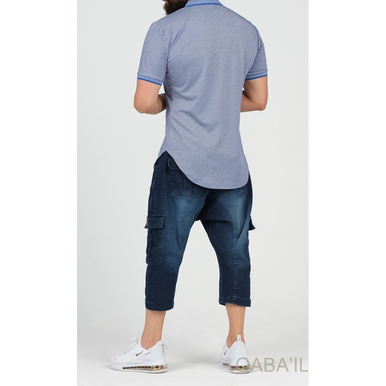 Pantacourt Cargo en Jean Stretch - Qaba'il Pantacourt Cargo en Jean Stretch - Qaba'il