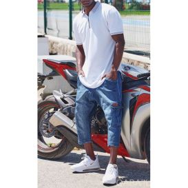 Pantacourt Cargo en Jean Stretch - Qaba'il