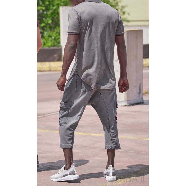 Pantacourt Cargo en Jean Stretch - Qaba'il Pantacourt Cargo en Jean Stretch - Qaba'il