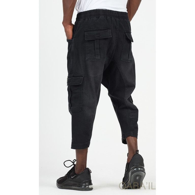 Pantacourt Cargo en Jean Stretch - Qaba'il Pantacourt Cargo en Jean Stretch - Qaba'il