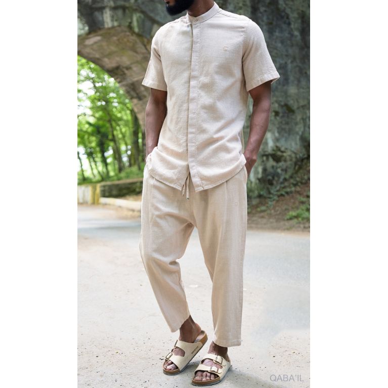Ensemble 100% Coton Col Officier et Sarouel - Qaba'il Ensemble 100% Coton Col Officier et Sarouel - Qaba'il