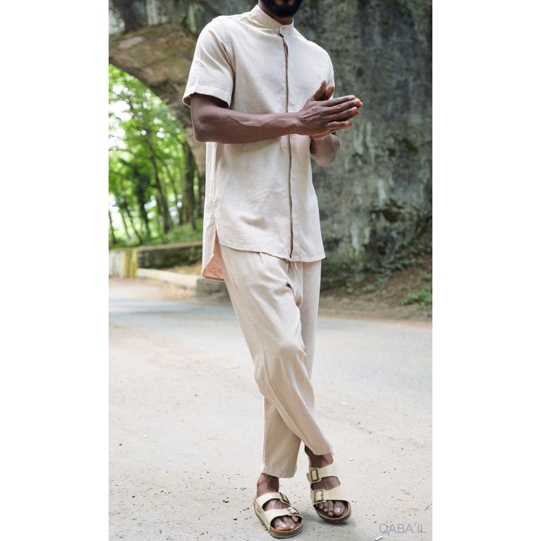 Ensemble 100% Coton Col Officier et Sarouel - Qaba'il Ensemble 100% Coton Col Officier et Sarouel - Qaba'il