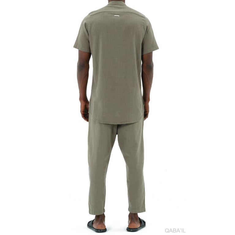 Ensemble 100% Coton Chemise Col Officier et Sarouel - Qaba'il Ensemble 100% Coton Chemise Col Officier et Sarouel - Qaba'il