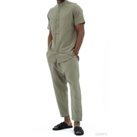 Ensemble 100% Coton Chemise Col Officier et Sarouel - Qaba'il