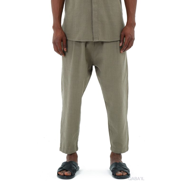 Ensemble 100% Coton Chemise Col Officier et Sarouel - Qaba'il Ensemble 100% Coton Chemise Col Officier et Sarouel - Qaba'il