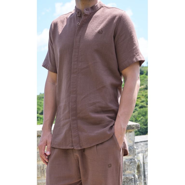 Ensemble 100% Coton Chemise Col Officier et Sarouel - Qaba'il Ensemble 100% Coton Chemise Col Officier et Sarouel - Qaba'il