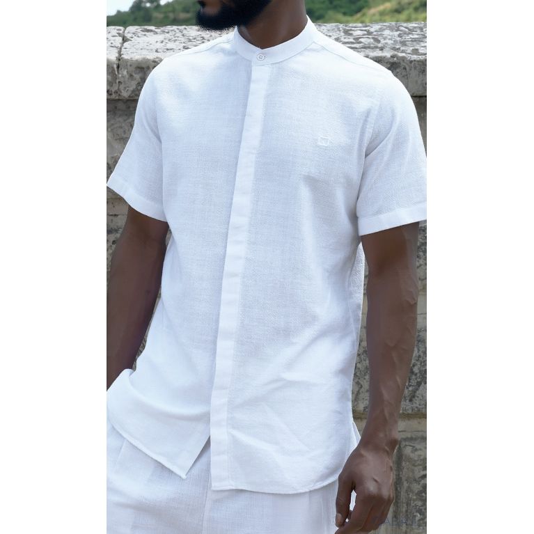 Ensemble 100% Coton Chemise Col Officier et Sarouel - Qaba'il Ensemble 100% Coton Chemise Col Officier et Sarouel - Qaba'il