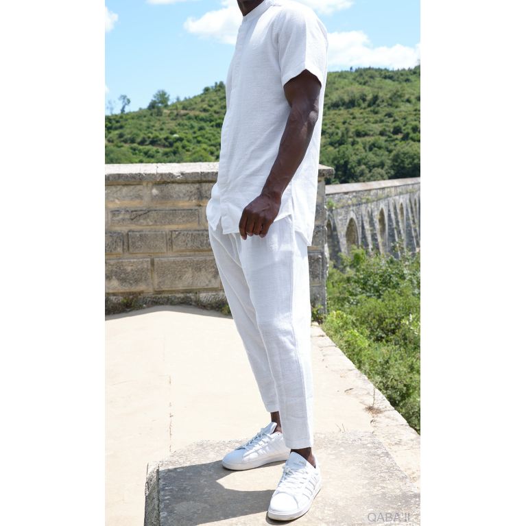 Ensemble 100% Coton Chemise Col Officier et Sarouel - Qaba'il Ensemble 100% Coton Chemise Col Officier et Sarouel - Qaba'il