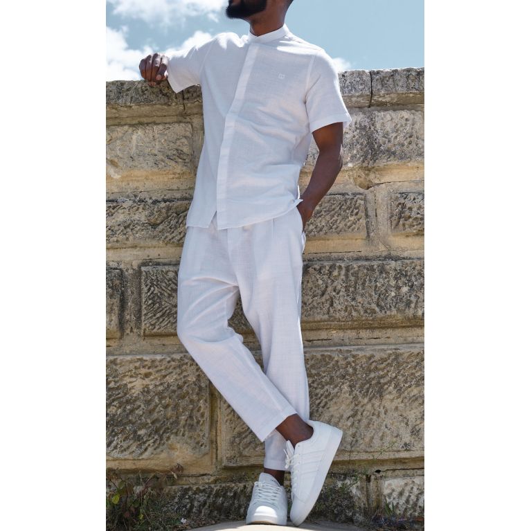 Ensemble 100% Coton Chemise Col Officier et Sarouel - Qaba'il Ensemble 100% Coton Chemise Col Officier et Sarouel - Qaba'il