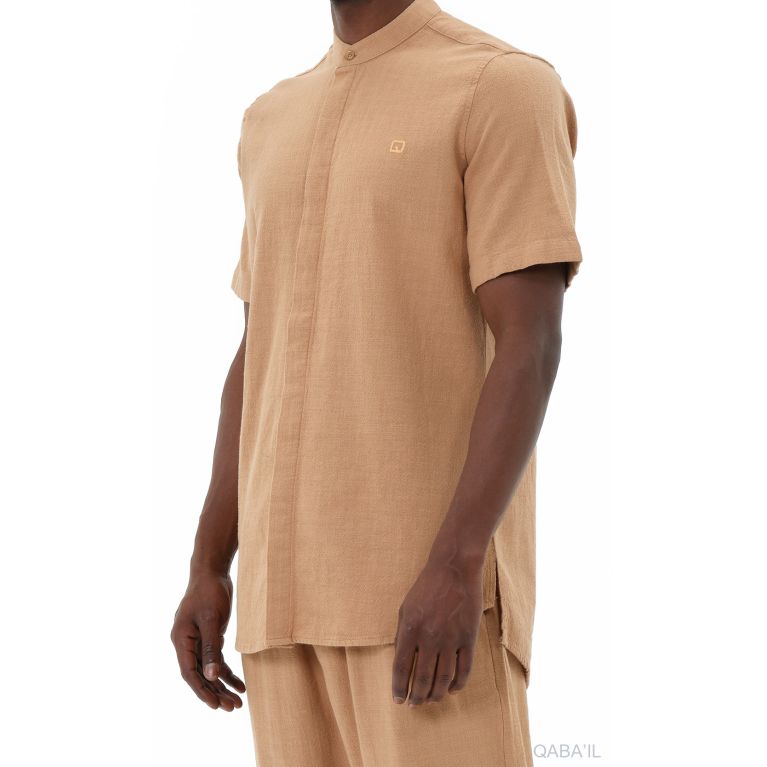 Ensemble 100% Coton Chemise Col Officier et Sarouel - Qaba'il Ensemble 100% Coton Chemise Col Officier et Sarouel - Qaba'il