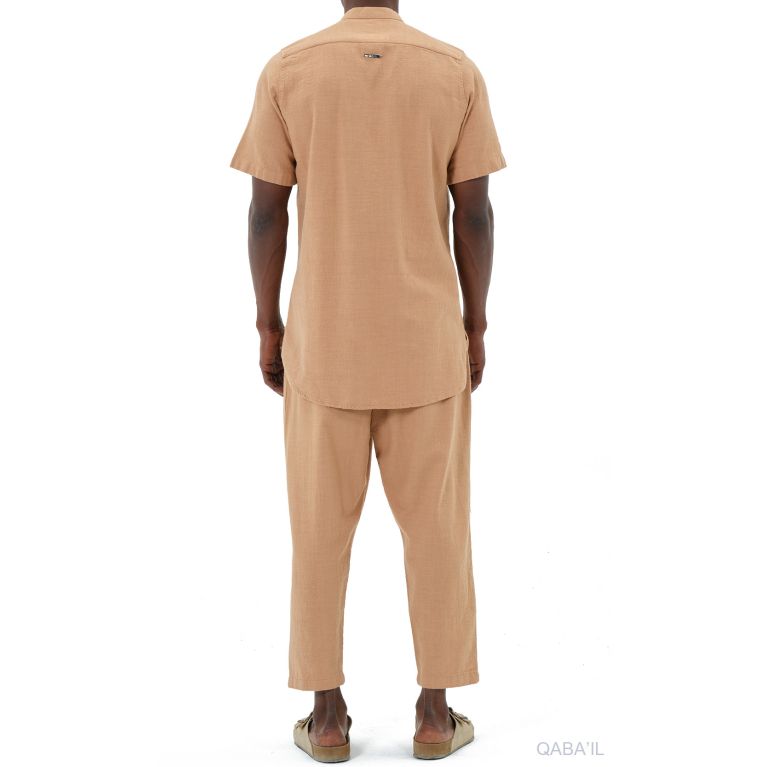 Ensemble 100% Coton Chemise Col Officier et Sarouel - Qaba'il Ensemble 100% Coton Chemise Col Officier et Sarouel - Qaba'il