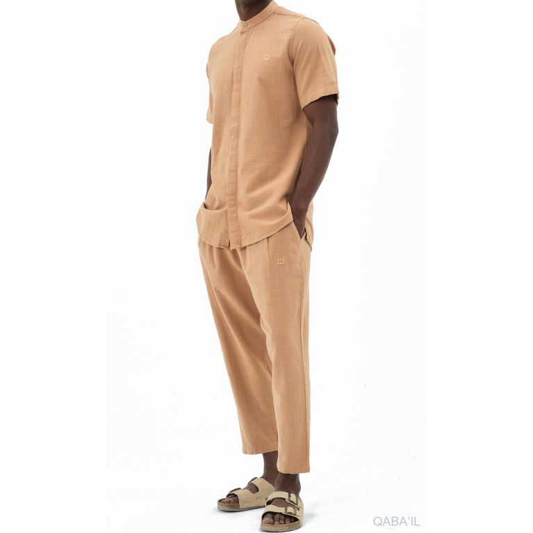 Ensemble 100% Coton Chemise Col Officier et Sarouel - Qaba'il Ensemble 100% Coton Chemise Col Officier et Sarouel - Qaba'il