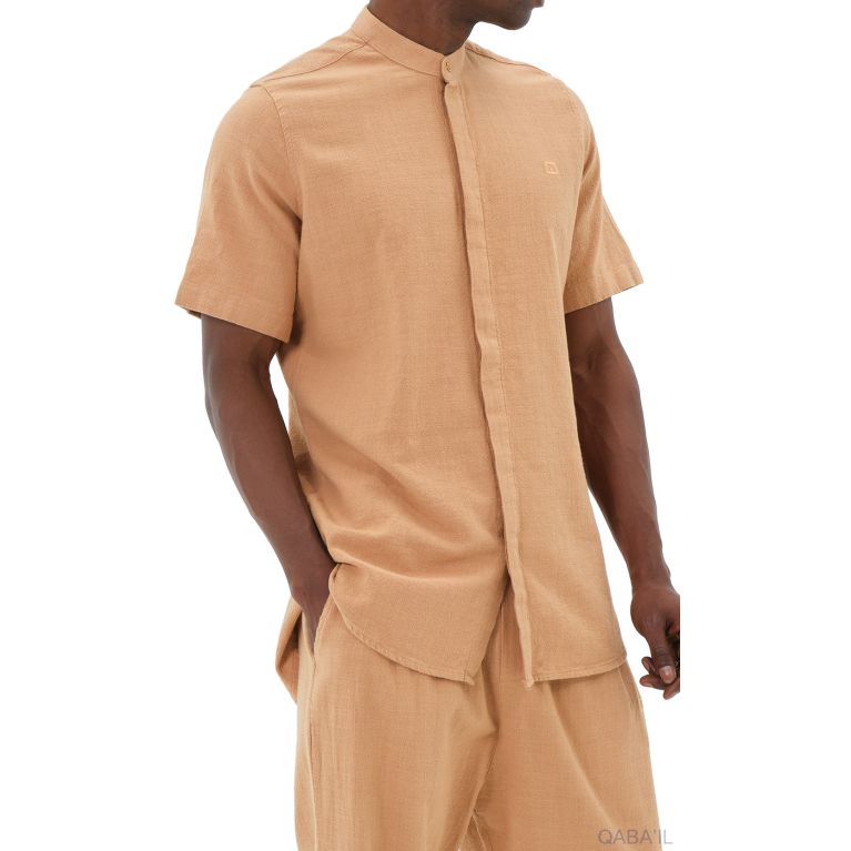 Ensemble 100% Coton Chemise Col Officier et Sarouel - Qaba'il Ensemble 100% Coton Chemise Col Officier et Sarouel - Qaba'il