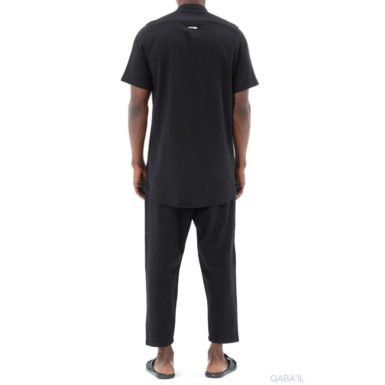 Ensemble 100% Coton Chemise Col Officier et Sarouel - Qaba'il Ensemble 100% Coton Chemise Col Officier et Sarouel - Qaba'il
