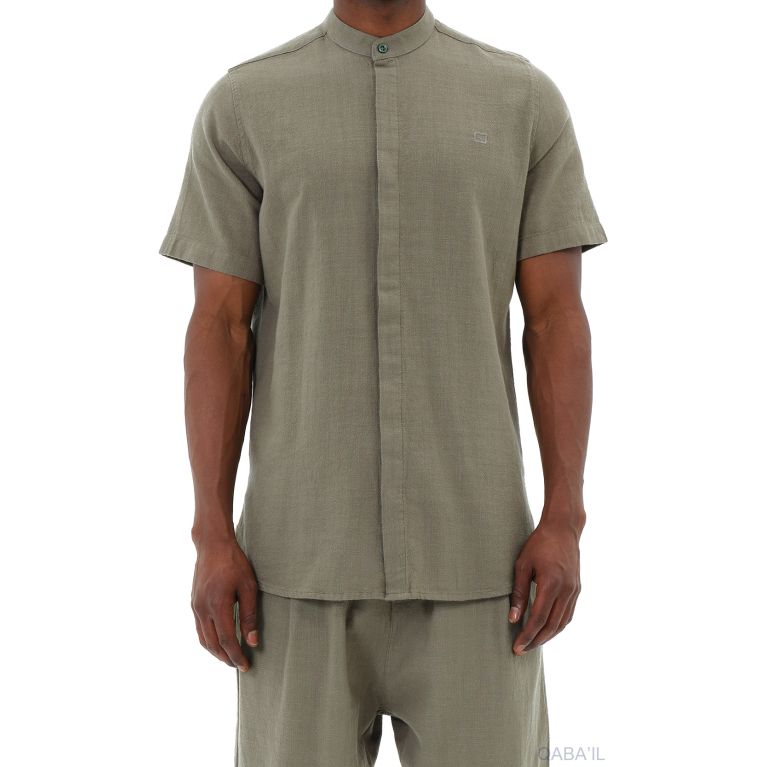 Ensemble 100% Coton Chemise Col Officier et Sarouel - Qaba'il Ensemble 100% Coton Chemise Col Officier et Sarouel - Qaba'il
