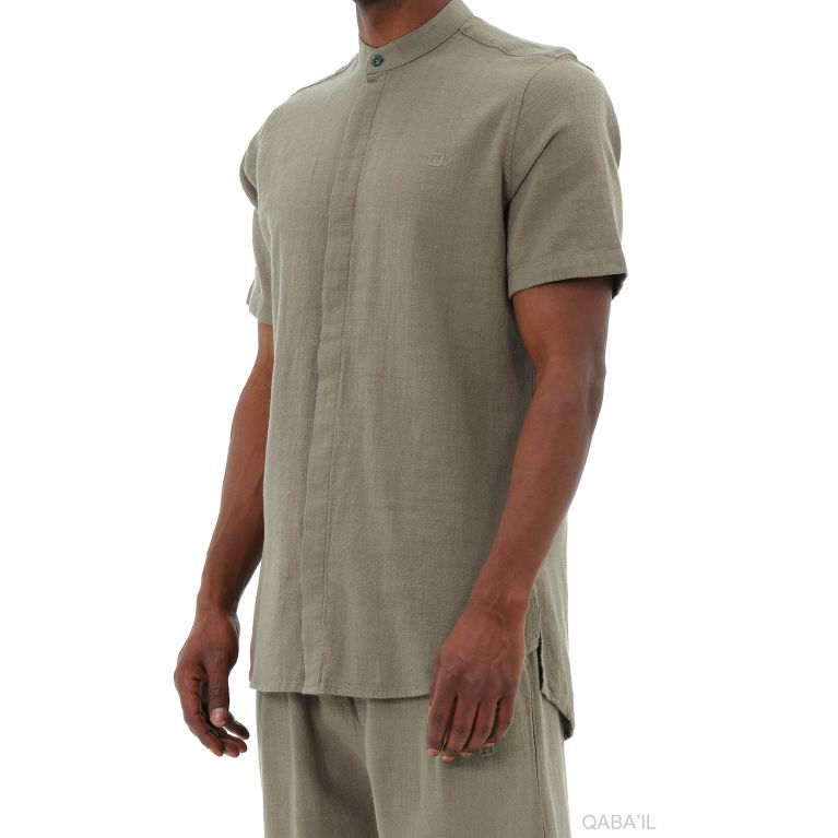 Ensemble 100% Coton Chemise Col Officier et Sarouel - Qaba'il Ensemble 100% Coton Chemise Col Officier et Sarouel - Qaba'il