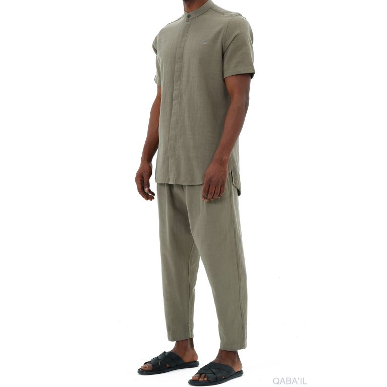 Ensemble 100% Coton Chemise Col Officier et Sarouel - Qaba'il Ensemble 100% Coton Chemise Col Officier et Sarouel - Qaba'il