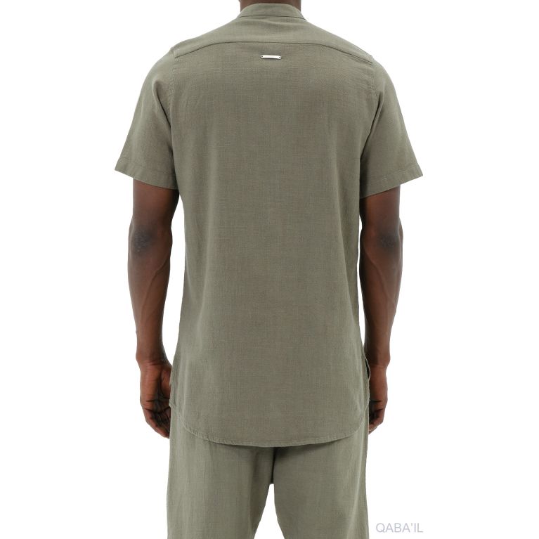Ensemble 100% Coton Chemise Col Officier et Sarouel - Qaba'il Ensemble 100% Coton Chemise Col Officier et Sarouel - Qaba'il