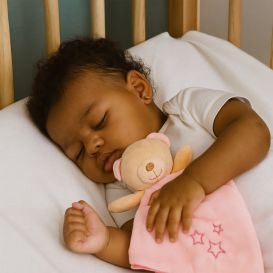 Nounours Plat avec Grelot Rose Sans les Yeux - Soundouss