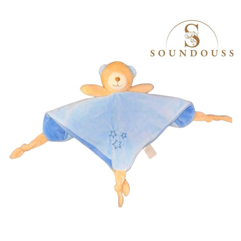Nounours Plat avec Grelot Rose Sans les Yeux - Soundouss Nounours Plat avec Grelot Rose Sans les Yeux - Soundouss
