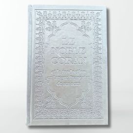 Le Noble Coran - Argenté - Français et Arabe -Simili Daim