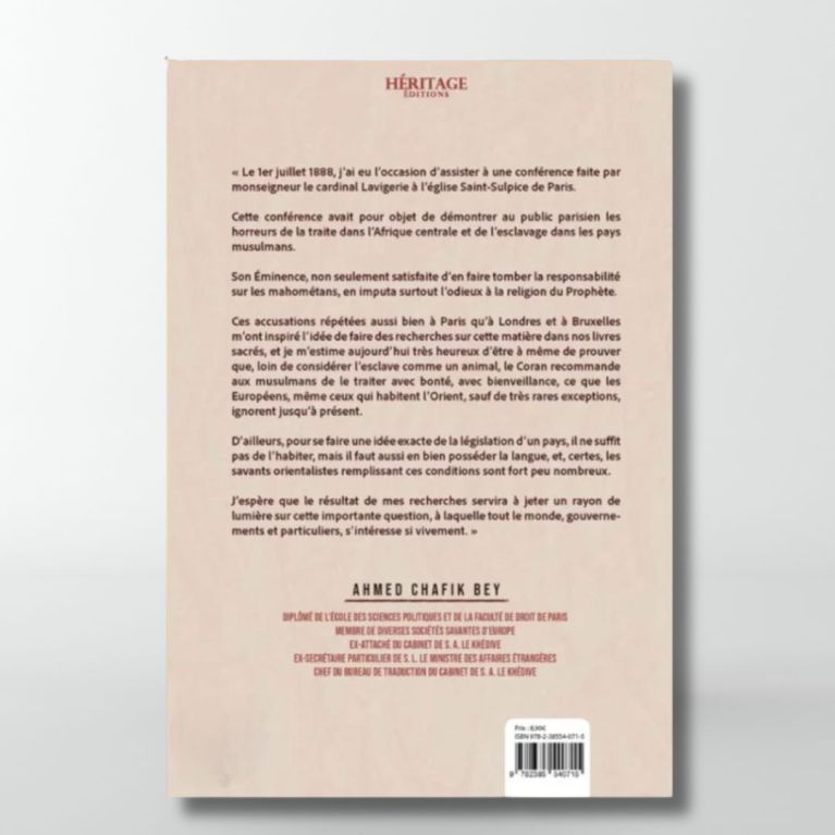 L'esclavage au point de vue musulman - Ahmed Chafik Bey - éditions Héritage L'esclavage au point de vue musulman - Ahmed Chafik Bey - éditions Héritage