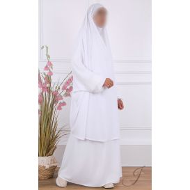 Jilbab 2 Pièces - Blanc - Microfibre Léger - Jamila