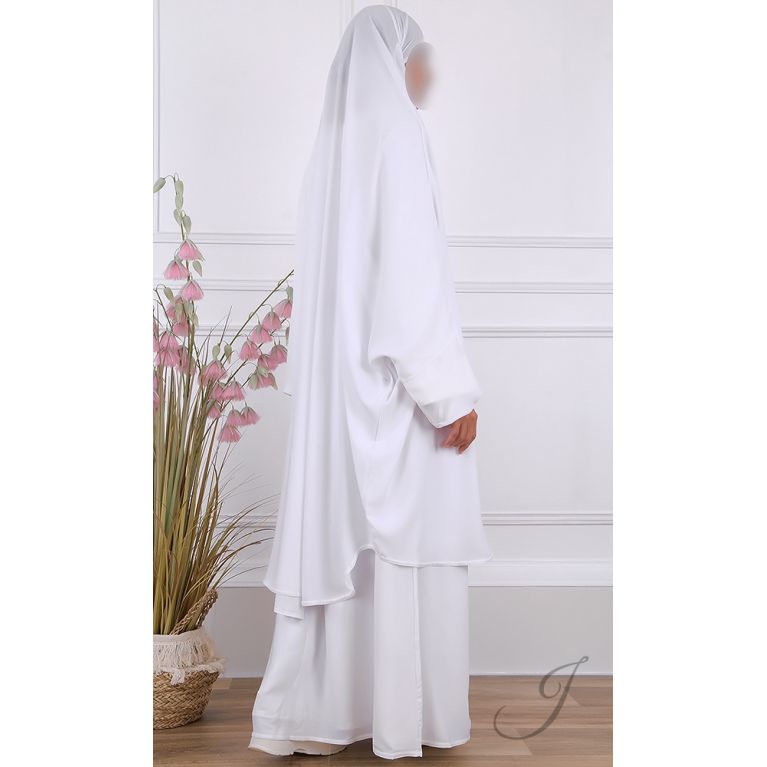Jilbab 2 Pièces - Blanc - Microfibre Léger - Jamila Jilbab 2 Pièces - Blanc - Microfibre Léger - Jamila