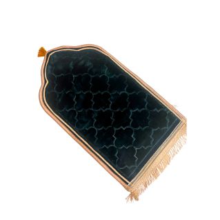 Tapis de Prière Enfant Molletonné Vert - Motif Arabesque - 48 x 85 cm - Soundouss