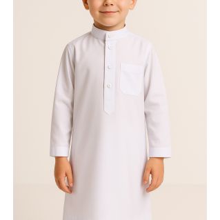 Qamis Blanc Enfant à Adolescents - Taille de 4 à 15 ans