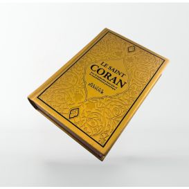 Le Saint Coran Doré - Couverture Daim - Pages Arc-En-Ciel - Français-Arabe-Phonétique - Maison Ennour