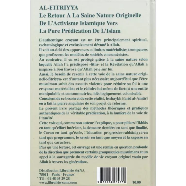 Al-Fitriyya : Le retour à la saine nature originelle - Farid Al Ansari - Edition Al Madina