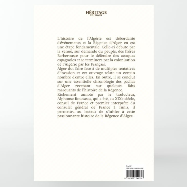 copy ofChroniques de la Régence d’Alger – Muhammad Ibn Muhammad Al-Tilimsânî- éditions Héritage