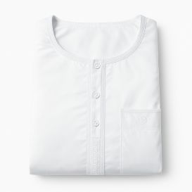 Qamis Homme – Tissu Coréen Glacé au Col Rond– Manches courtes – Soundouss