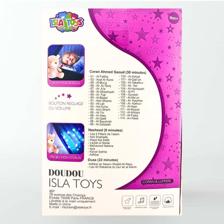 Doudou Isla Toys sonore – Coran, nashids & duaa – 6 prénoms au choix