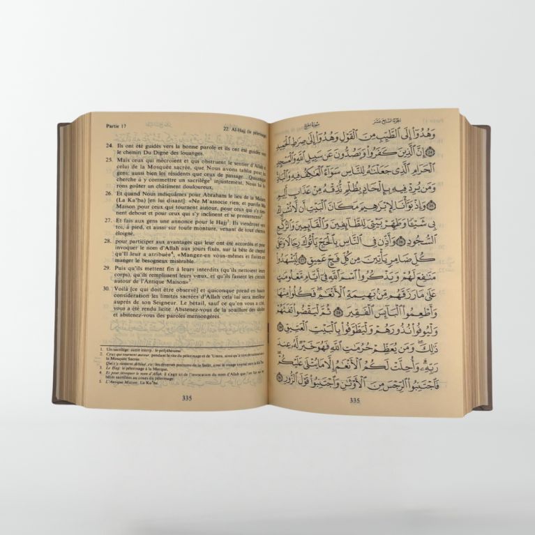 Le Saint Coran Rose Pâle - Grand Format 17 x 25 cm - Langue : Français et Arabe Hafs - Editions Dar El Fikr