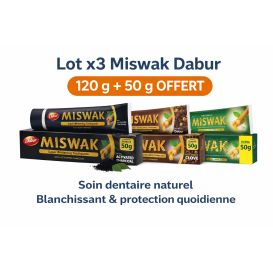 Lot X3 Dentifrice Herbal Miswak - GRAND : 120gr + 50gr Gratuit - Laboratoire Dabur