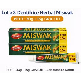 Lot x3 Dentifrice Herbal Miswak Dabur – Petit format pratique & usage quotidien