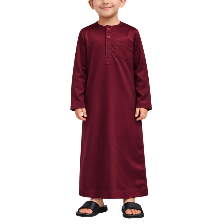 Qamis Enfant– Tissu Glacé Coréen – Col Rond _ Manches Longues – Soundouss