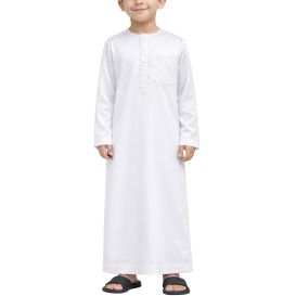 Qamis Enfant– Tissu Glacé Coréen – Col Rond _ Manches Longues – Soundouss