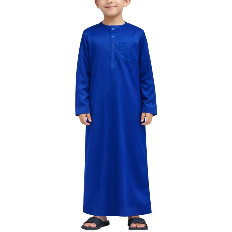 Qamis Enfant– Tissu Glacé Coréen – Col Rond _ Manches Longues – Soundouss