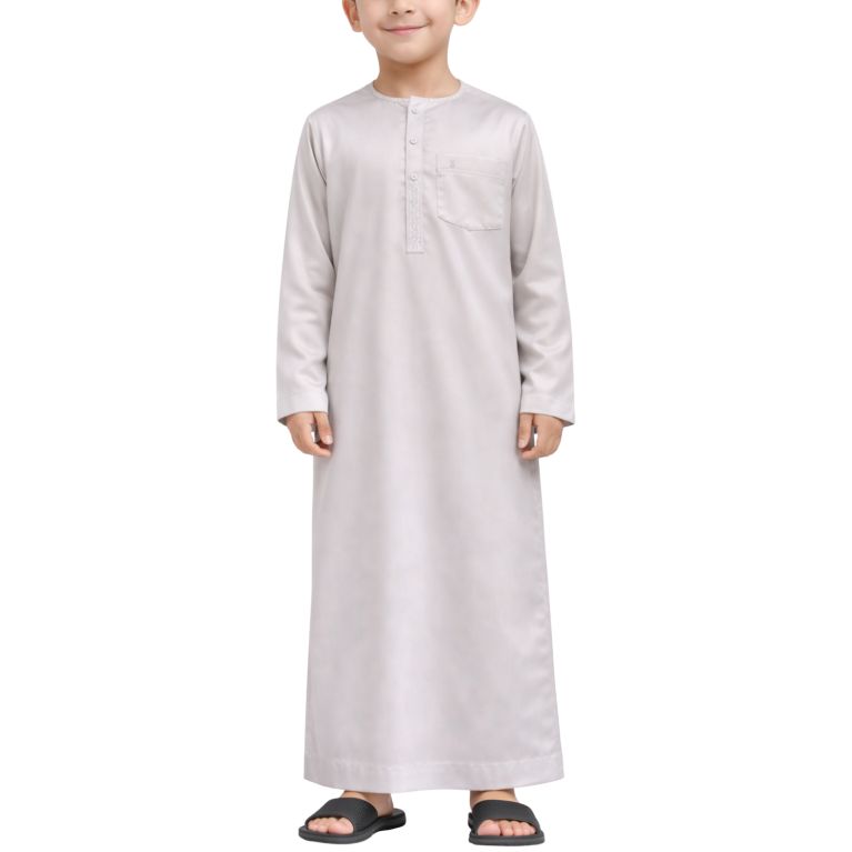 Qamis Enfant– Tissu Glacé Coréen – Col Rond _ Manches Longues – Soundouss