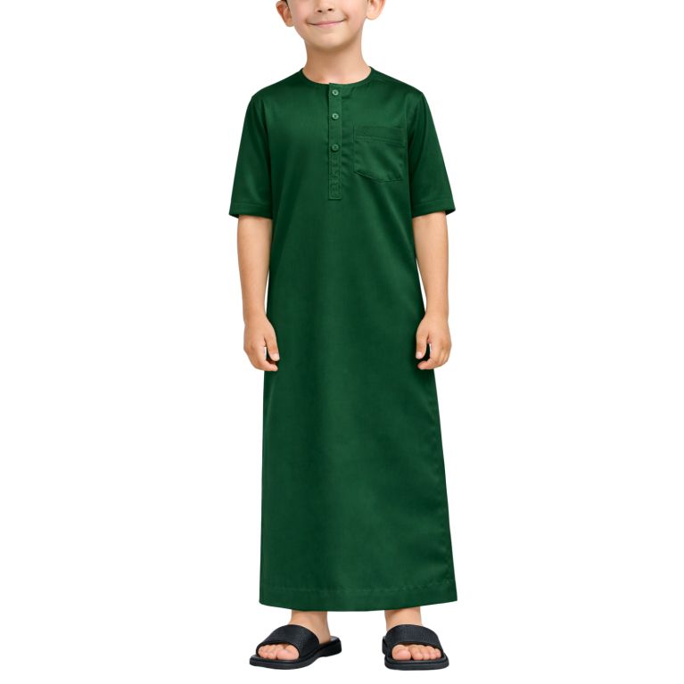 Qamis Enfant– Tissu Glacé Coréen – Col Rond - Manches Courtes – Soundouss